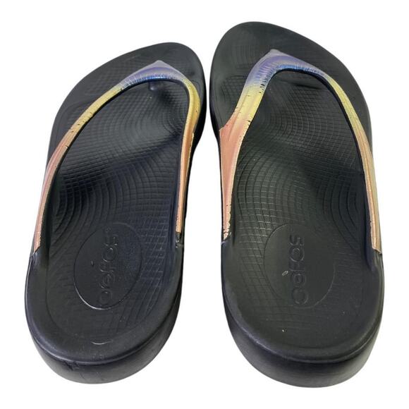 OOFOS Women's Sandals - Black and Iridescent - Picture 5 of 7